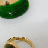 18ct Yellow Gold & Cabochon Unakite Set Signet Ring Vintage c1970