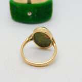18ct Yellow Gold & Cabochon Unakite Set Signet Ring Vintage c1970
