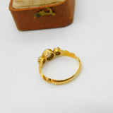 Victorian 18ct Yellow Gold Opal & Pearl Floral Band Ring c1840 Antique