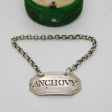 George III Sterling Silver 'Anchovy' Sauce Bottle Label Antique c1790 London
