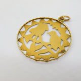 14ct Yellow Gold Love Birds on Perch Drop Pendant Antique c1940 Art Deco