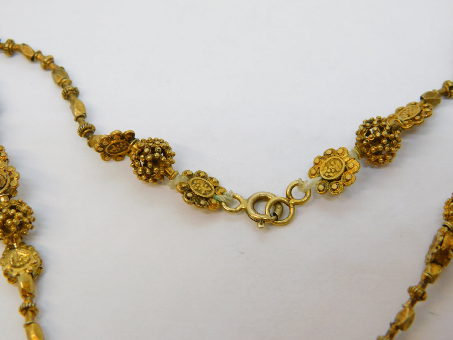 17th Century Spanish Colonial Silver Gilt Cannetille Reliquary Floral Necklace Antique