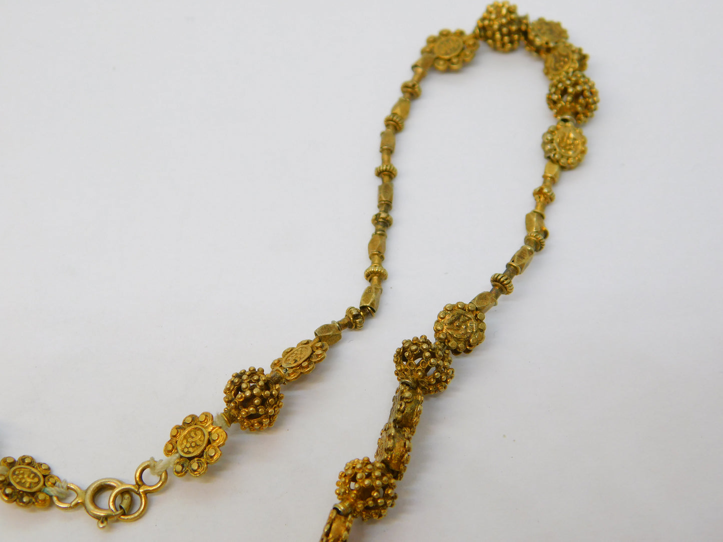 17th Century Spanish Colonial Silver Gilt Cannetille Reliquary Floral Necklace Antique