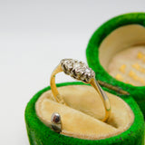 Victorian 18ct Yellow Gold 0.2ct Diamond Three Stone Band Ring Antique c1900