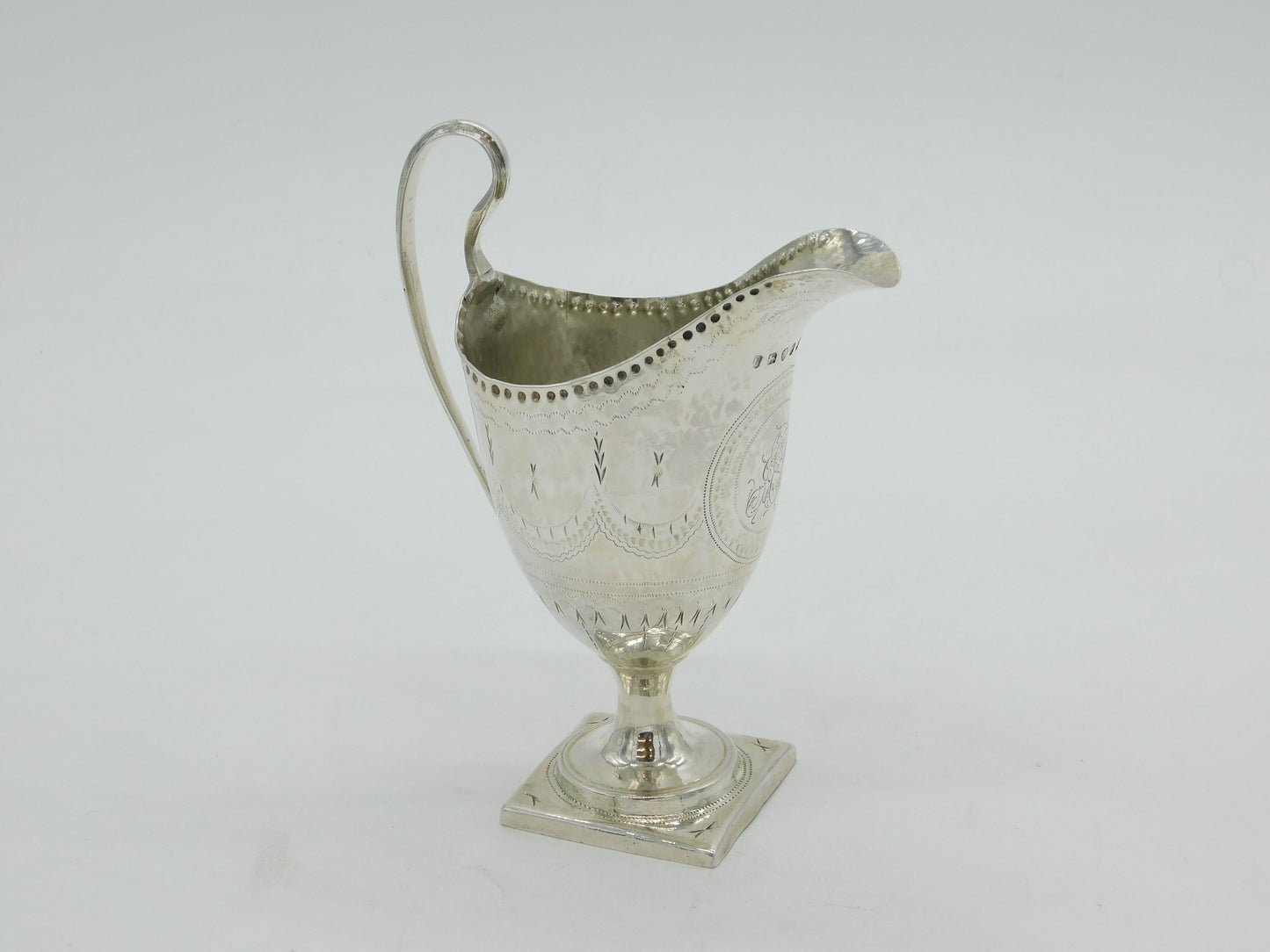 George III Sterling Silver Cross Pattern Helmet Cream Jug Antique 1794 London