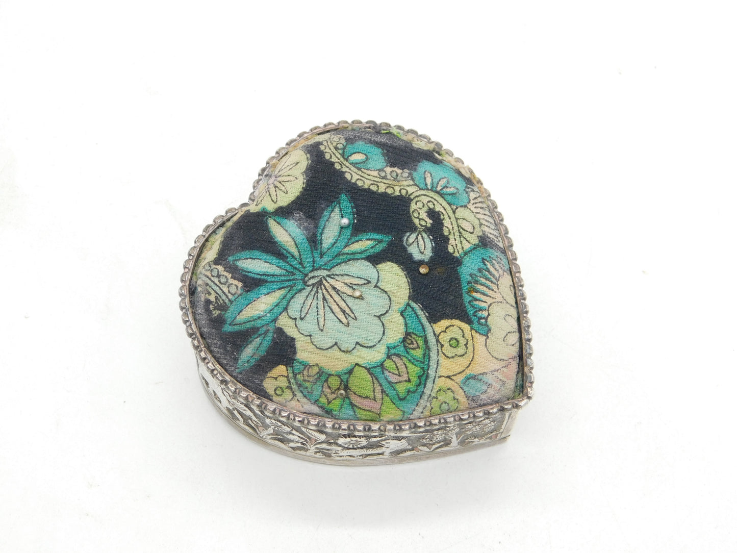 19th Century Indian Sterling Silver Lion & Elephant Pattern Pin Cushion Antique c1880