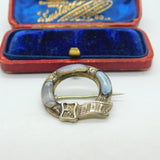 Victorian Sterling Silver & Montrose Agate Scottish Buckle Brooch Antique c1860