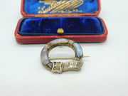 Victorian Sterling Silver & Montrose Agate Scottish Buckle Brooch Antique c1860