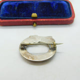 Victorian Sterling Silver & Montrose Agate Scottish Buckle Brooch Antique c1860