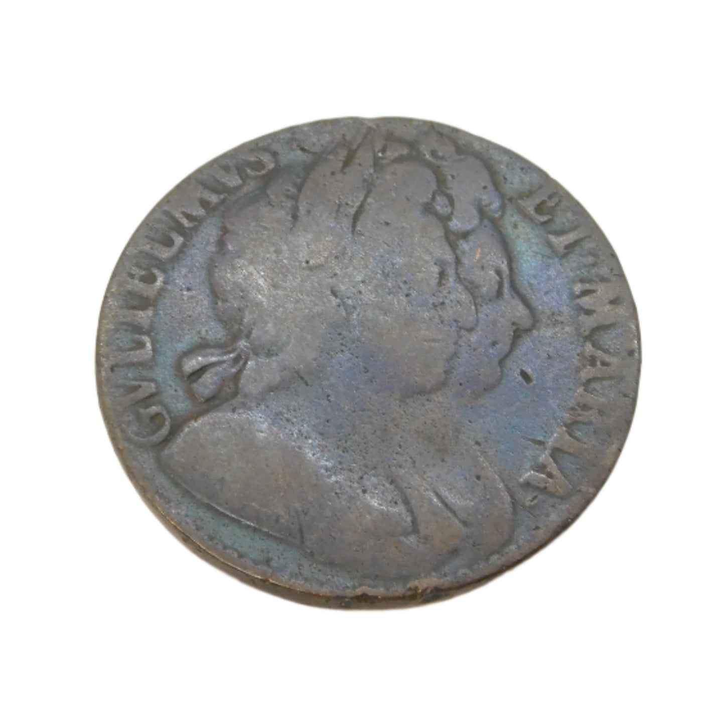 King William & Queen Mary Half Penny Coin Antique 1694 Fair Condition