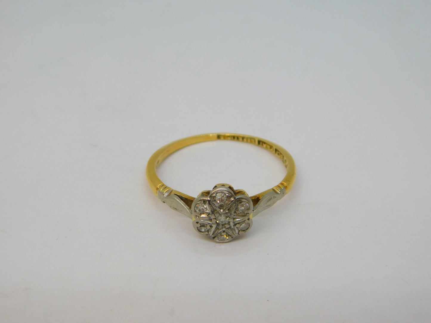 Victorian 18ct Yellow Gold Diamond Set Starburst Cluster Ring Antique c1880