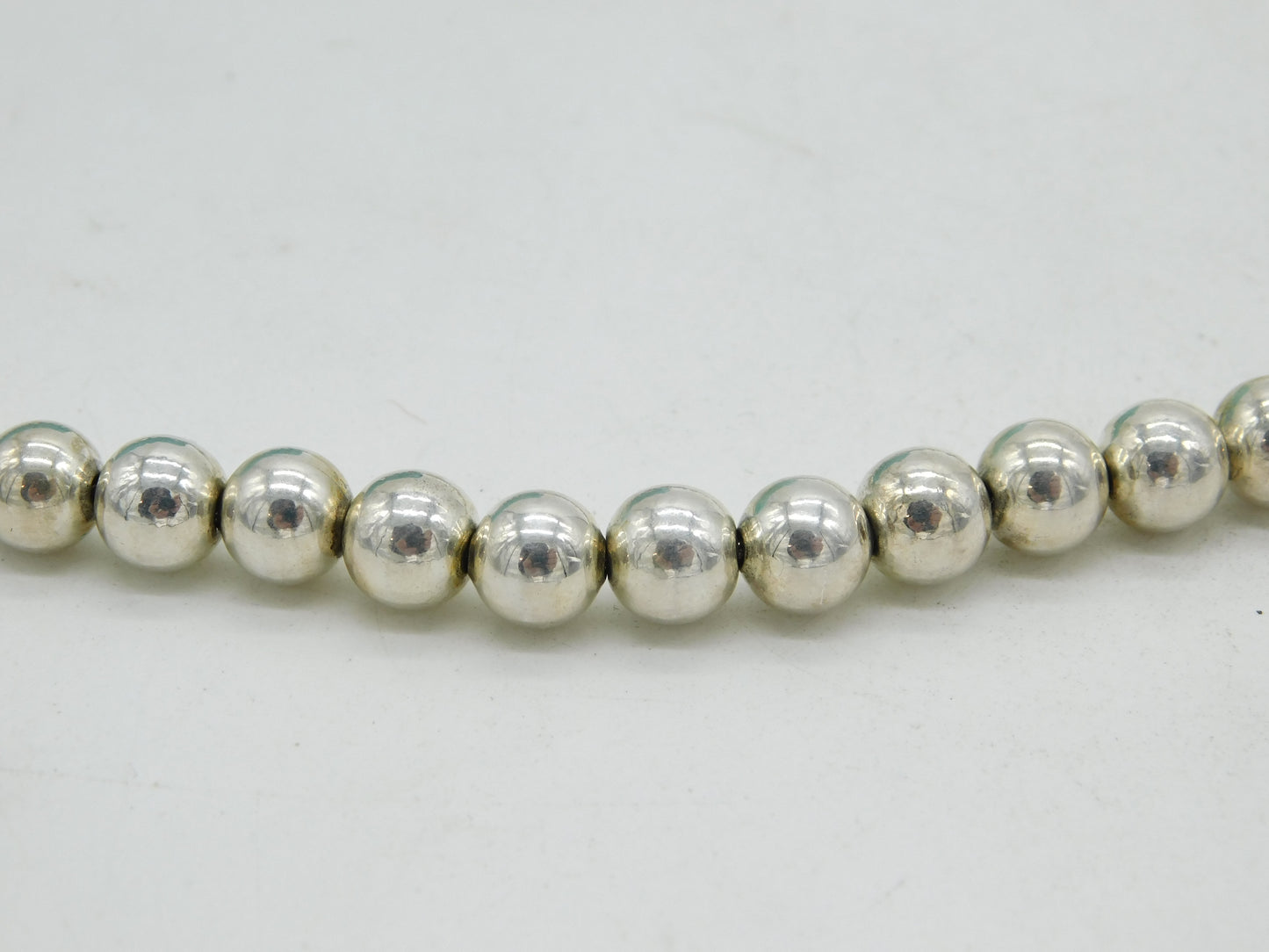 Boxed Tiffany & Co. Sterling Silver Beaded Pattern Necklace Vintage c2000