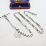 Sterling Silver Graduating Albert Link Watch Chain 1930 Chester Antique Art Deco