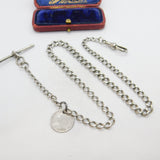 Sterling Silver Graduating Albert Link Watch Chain 1930 Chester Antique Art Deco