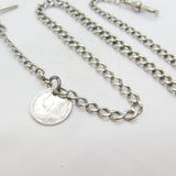 Sterling Silver Graduating Albert Link Watch Chain 1930 Chester Antique Art Deco