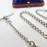 Sterling Silver Graduating Albert Link Watch Chain 1930 Chester Antique Art Deco