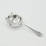 Sterling Silver Floral Pattern Handle Tea Strainer 1943 Antique Art Deco
