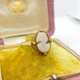 9ct Yellow Gold & Carved Shell Cameo Classical Ring Antique c1920 Art Deco