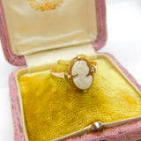9ct Yellow Gold & Carved Shell Cameo Classical Ring Antique c1920 Art Deco