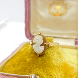 9ct Yellow Gold & Carved Shell Cameo Classical Ring Antique c1920 Art Deco