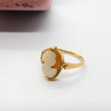9ct Yellow Gold & Carved Shell Cameo Classical Ring Antique c1920 Art Deco