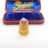 Victorian 14ct Yellow Gold & Carved Amethyst Sewing Thimble Antique c1890