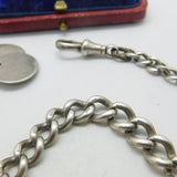 Victorian Sterling Silver Graduating Albert Link Watch Chain Antique c1890