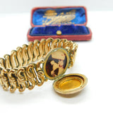 Victorian Rolled Gold Bracelet With 9ct Gold Locket Front Antique c1900