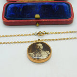 9ct Rose Gold King George V & Queen Mary Pendant On Rolled Gold Chain c1911