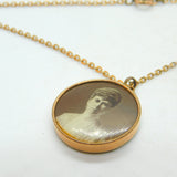 9ct Rose Gold King George V & Queen Mary Pendant On Rolled Gold Chain c1911