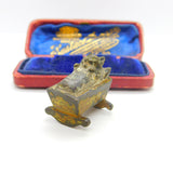 Victorian Cold Painted Vienna Bronze Small Cat in the Cradle Figure Antique 1860