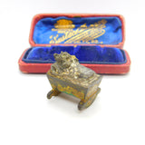 Victorian Cold Painted Vienna Bronze Small Cat in the Cradle Figure Antique 1860
