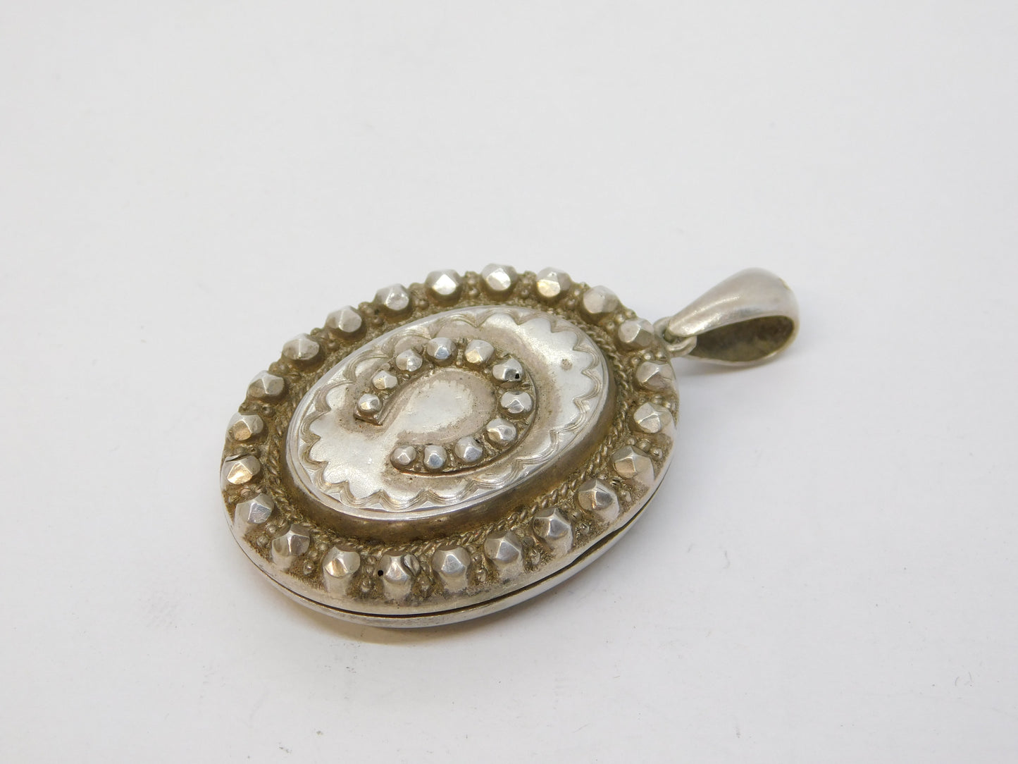 Victorian Sterling Silver Lucky Horseshoe Locket Antique 1876 Birmingham