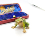 Victorian Cold Painted Vienna Bronze Sitting Frog Figurine Antique c1860