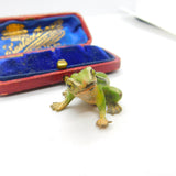 Victorian Cold Painted Vienna Bronze Sitting Frog Figurine Antique c1860