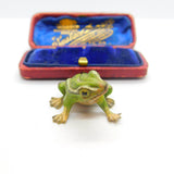 Victorian Cold Painted Vienna Bronze Sitting Frog Figurine Antique c1860