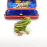 Victorian Cold Painted Vienna Bronze Sitting Frog Figurine Antique c1860