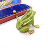 Victorian Cold Painted Vienna Bronze Sitting Frog Figurine Antique c1860