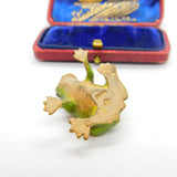 Victorian Cold Painted Vienna Bronze Sitting Frog Figurine Antique c1860