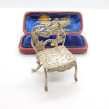 Victorian Sterling Silver Miniature Doll Chair with Cherubs Antique 1897 London