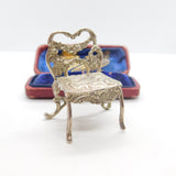 Victorian Sterling Silver Miniature Doll Chair with Cherubs Antique 1897 London