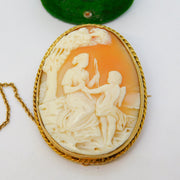 Victorian 9ct Gold Carved Shell Cameo Cupid & Aphrodite Antique c1880