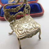 Victorian Sterling Silver Miniature Doll Chair with Cherubs Antique 1897 London