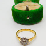 Victorian 18ct Yellow Gold Old Cut Diamond Daisy Flower Ring Antique c1890
