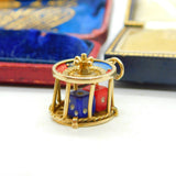 Enamel Roulette Wheel with Dice English 9ct Gold Charm Pendant Vintage 1966