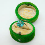 Victorian 9ct Yellow Gold & Pave Set Turquoise Ring Antique c1860
