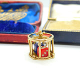 Enamel Roulette Wheel with Dice English 9ct Gold Charm Pendant Vintage 1966