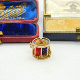 Enamel Roulette Wheel with Dice English 9ct Gold Charm Pendant Vintage 1966