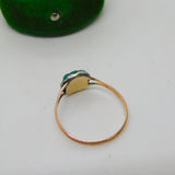 Victorian 9ct Yellow Gold & Pave Set Turquoise Ring Antique c1860
