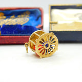 Enamel Roulette Wheel with Dice English 9ct Gold Charm Pendant Vintage 1966
